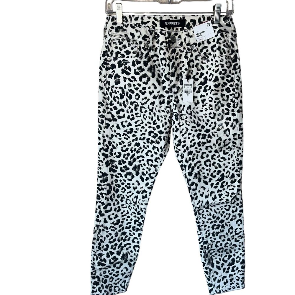 Express Leopard Print Ankle Legging Mid Rise Stretch Jeans Women’s size 2S